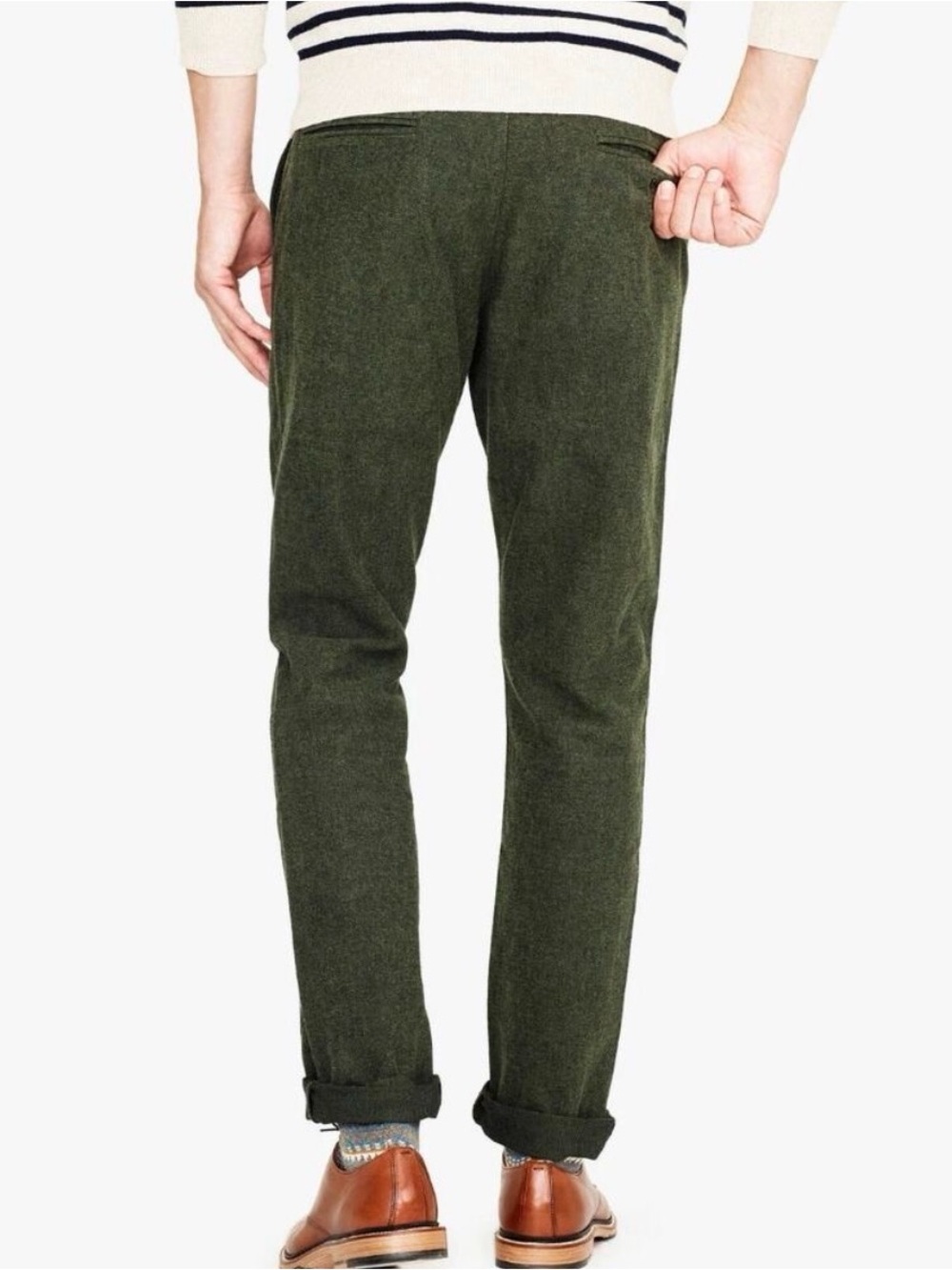 J. Crew Green Brushed Twill 770 Straight Fit Chinos - Picture 3 of 5